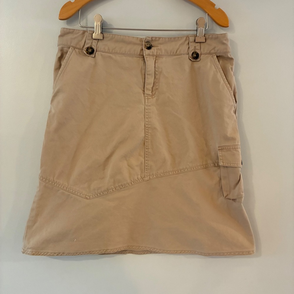 Banana Republic Cargo Skirt Wom 6 Khaki Tan Cotton Utility Asymmetrical Gorpcore